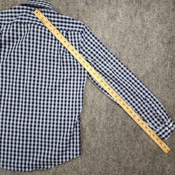Ben Sherman Shirt Mens 15 15.5 Blue Gingham Plaid Long Sleeve Casual Button Up - Picture 7 of 15